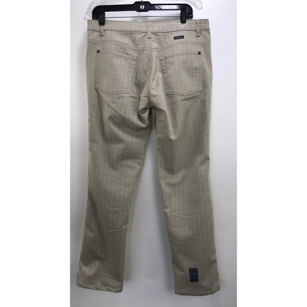 Pouttana Vintage 80’s Suede‎ Front Striped Back Beige Pants Jeans Stretch Size 7